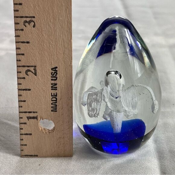 Egg Shaped Flower Bubble Glass Paperweight Collectibles - Picture 6 of 6